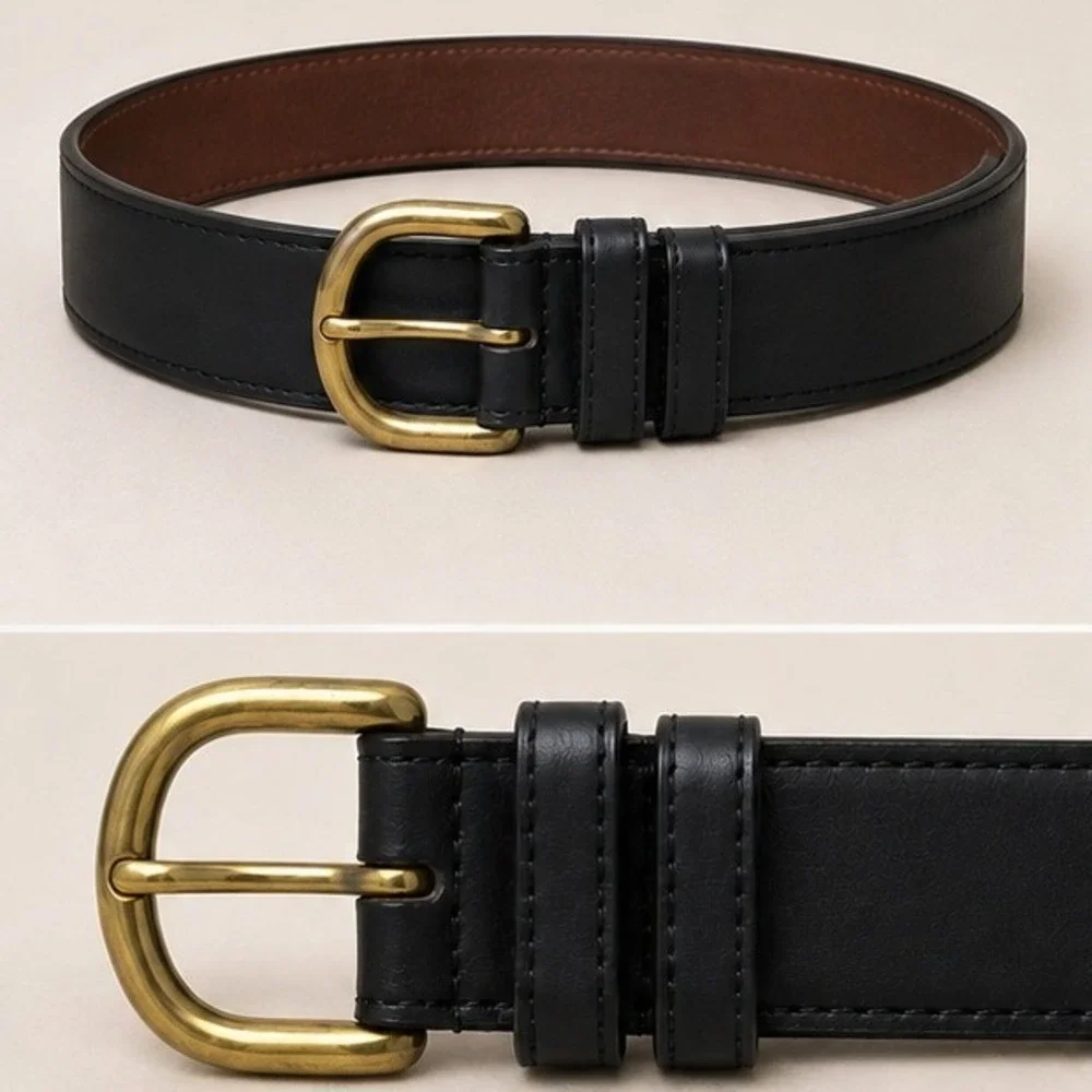 Coach 8500 Vintage Navy Glove Tanned Leather Belt Solid Brass Buckle Medium